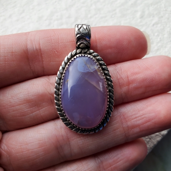 Holly blue agate gemstone one of a kind custom pendant sterling silver - Picture 11 of 12